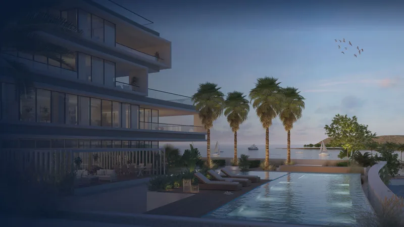 Visualisierung der Residenzen von The Arc im Bogen um die Marina